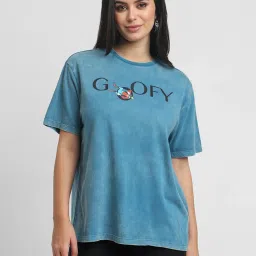 Forever 21 Blue Cotton Printed T-Shirt image 1