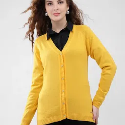 Monte Carlo Yellow Blend Wool Solid Cardigan image 1
