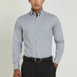 Allen Solly Grey Cotton Regular Fit Striped Shirt image 1