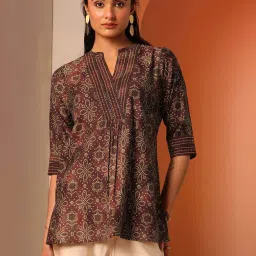 Libas Maroon Straight Fit Printed Kurti image 1