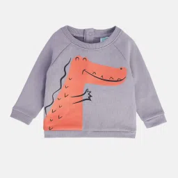 MINIKLUB Boys Grey Printed Full Sleeves Sweatshirt image 1