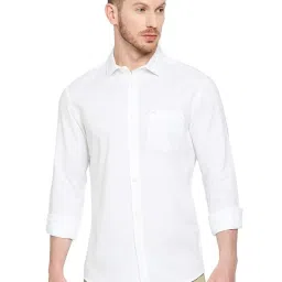 Basics White Cotton Slim Fit Shirt image 1