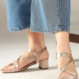 Inc.5 Women's Rose Gold Cross Strap Sandals image 1