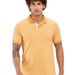 Raymond Beige Slim Fit Printed Polo T-Shirt image 1