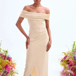 Cover Story Light Gold Regular Fit Maxi Dress image 1
