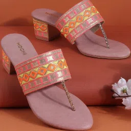 Mochi Women's Rose Gold T-Strap Sandals image 1