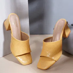 SCENTRA Mustard Party Block Peep Toes-picture-18