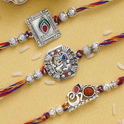 eCraftIndia Set of 3 Religious Designer Rakhi With Roli Chawal-picture-55