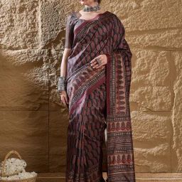 Saree Mall Navy Blue Silk Self Saree with Blouse Piece-picture-16