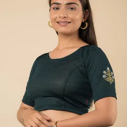 Bindigasm's Advi Embroidered Stretchable Saree Blouse image 3