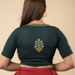 Bindigasm's Advi Embroidered Stretchable Saree Blouse image 4