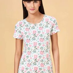Honey by Pantaloons Star White Cotton Floral Print T-Shirt-picture-42