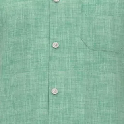 Peter England Green Cotton Slim Fit Self Pattern Shirt image 4