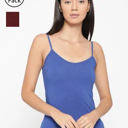 Lady Lyka Women Pack of 2 Solid Adjustable Straps Camisoles CAMI-04-BLU-MRN-image-78