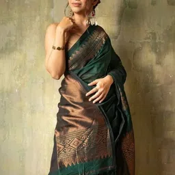 SARTHI FASHION HUB Ethnic Motifs Zari Silk Blend Saree image 4