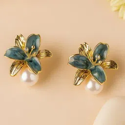 Karatcart Gold-Tone Plated Blue Earrings for Women-image-96