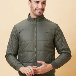 Being Human Dark Green Oversized Quilted Quilted Jackets-image-34