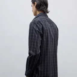 WES Formals by Westside Black Checkered Slim-Fit Cotton Shirt image 2