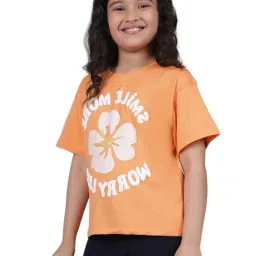 Cantabil Girls Orange Printed T-Shirt image 4