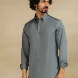 JadeBlue Grey Cotton Slim Fit Shirt image 4