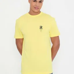 RIVOLTA Yellow Slim Fit Cotton Crew T-Shirt-picture-28