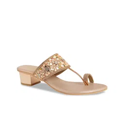 D LORZERI Embellished 1.5 inches Ethnic Block Sandals image 5