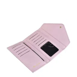 BELWABA Pink Solid Tri-Fold Wallet for Women image 4