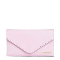 BELWABA Pink Solid Tri-Fold Wallet for Women image 1