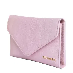 BELWABA Pink Solid Tri-Fold Wallet for Women image 2