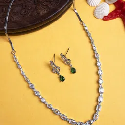 StileAdda Silver-Plated Cubic Zirconia-Studded Jewellery Set-picture-24