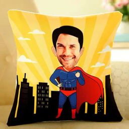 FNP Multicolor Canvas Poly Duck Personalised Superman Caricature Cushion-picture-7