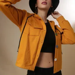 Campus Sutra Yellow Regular Fit Hoodie image 5