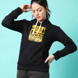 Campus Sutra Black Cotton Graphic Print Sweatshirt image 1