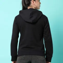 Campus Sutra Black Cotton Graphic Print Sweatshirt image 2