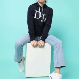 Campus Sutra Navy Cotton Graphic Print Sweatshirt image 1