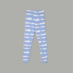Fame Forever by Lifestyle Kids Blue & White Printed Leggings-picture-26