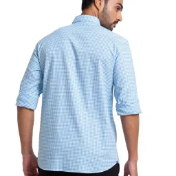 Parx Blue & White Slim Fit Checks Shirt image 2