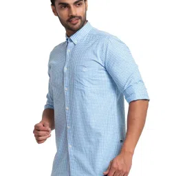 Parx Blue & White Slim Fit Checks Shirt image 3