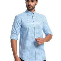 Parx Blue & White Slim Fit Checks Shirt image 4