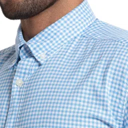 Parx Blue & White Slim Fit Checks Shirt image 5