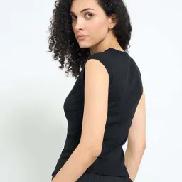 Ajile By Pantaloons Jet Black Slim Fit Top image 2