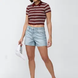 Forever 21 Maroon Striped Sweater image 4