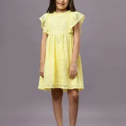 TeenTrums Girls Yellow Lace Party Dresses-image-88
