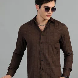 HOUSE OF MAHNOTS Men Classic Opaque Checked Casual Shirt-picture-35