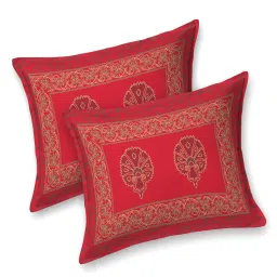 JAIPUR FABRIC King Size For Bed, 240 Tc 100% Cotton Bedsheet With 2 Pillow Covers Red image 3
