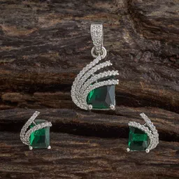Kushal's Fashion Jewellery Rhodium-Plated CZ Party Pendant Set-picture-30