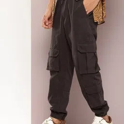 Kook N Keech Men Pure Cotton Straight Fit Cargo Joggers-picture-34