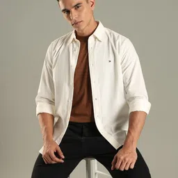 Tommy Hilfiger Men Solid Spread Collar Cotton Casual Shirt-image-43