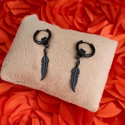 M Men Style Stainless Steel Silver-Plated Contemporary Shaped Hoop Earrings-image-43