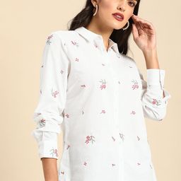 all about you Women White Floral Embroidered Casual Shirt-picture-2